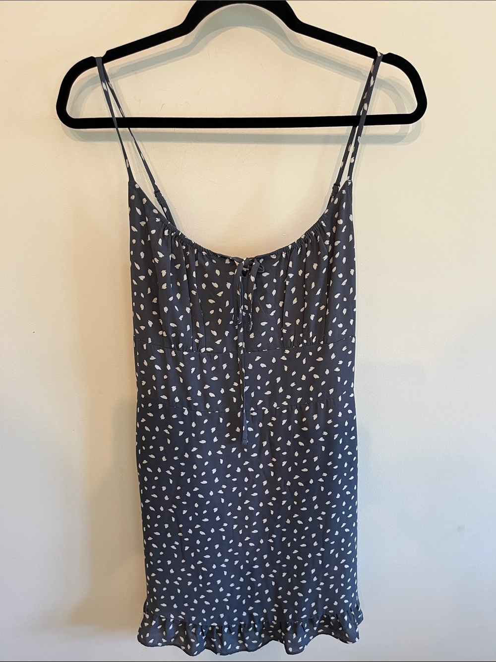 Abercrombie & Fitch Slate Blue Mini Dress with White Spot Print